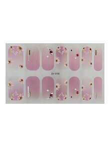 1 Sheet Full-Coverage Nail Stickers In A Simple, Delicate Style. The Design Features Delicate Floral Elements Accented With Various Rhinestones. They're Easy To Apply And Remove, Allowing Women And Girls To Effortlessly Create Beautiful Manicures. - Lilac Purple - View 4