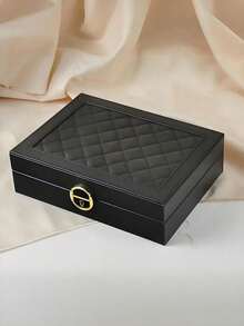 1pc 3-Layer Jewelry Storage Box, Large Capacity Lockable Jewelry Box, Drawer-Style Jewelry Box, PU Leather Jewelry Organizer Container, Suitable For Storing Necklaces, Earrings, Rings, Bracelets, Watches, Etc., Holiday Gift. - Lockable Jewelry Box - View 21