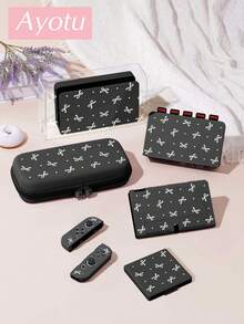 Ayotu 適用於 Switch/Switch OLED/Switch Lite 極簡蝴蝶結與波點圖案遊戲主機外殼及配件,套裝包含保護殼、收納袋、底座外殼、控制器保護套及多款配件可供選擇,返校禮物/生日禮物/週年禮物 - 查看 2