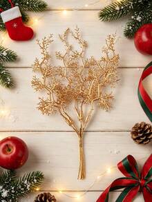 1pc Mini Artificial Coral Trumpet Decoration, Perfect For Home, Wedding, Table, Christmas, Party, Halloween, Birthday, And Autumn Decor - Gold - View 7
