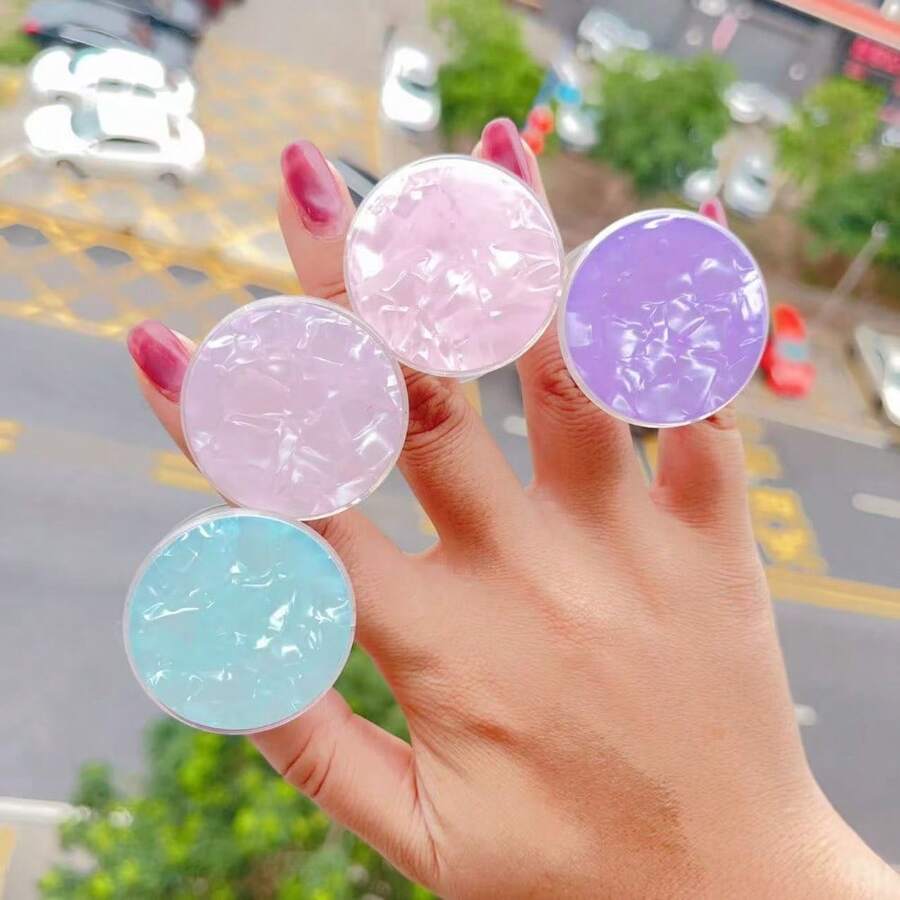 Dreamy Shell Pattern Round Phone Adhesive Stand, Retractable & Foldable ...
