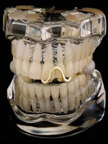 1pc Smooth/Zirconia Curved Hip Hop Shiny Teeth Grillz Party Holiday Accessory Unisex - Multicolor - View 2