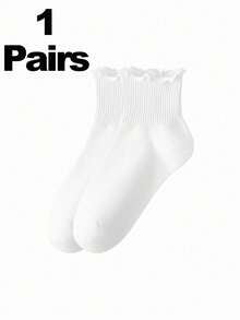 1 Pair/3 Pairs/6 Pairs Thin Cuffed Ankle Socks, Cute Fresh Ruffle Edge Socks For Women, Spring & Autumn - Multicolor - View 13