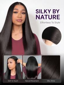 MEGALOOK 13x6 Glueless Lace Front Wig, Silky Straight Natural Black, 100% Human Hair, Breathable Cap With Drawstring, Pre-Cut Lace, Ear To Ear Shape, Pre-Plucked Hairline, Pre-Bleached Part, No Parting, 10-30 Inches, Ready To Wear - SNatural - View 4