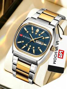 Jam Tangan Bisnis Fashion Pria VA VA VOOM, Dengan Fungsi Tanggal dan Hari dalam Seminggu, Layar Bercahaya, Kemasan Kotak Hadiah Elegan, Hadiah Sempurna untuk Pria - Satu-Ukuran - View 3