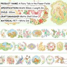 Loop100cm 2m/Roll Golden Foil Spring Countryside PET Tape Forest Wildlife Floral Decorative Tape For Sticker Scrapbooking Journal Card Making Stationery - 2M - View 2