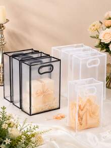 20pcs/10pcs/5pcs Transparent PVC Gift Bags, Simple Transparent Square Tote Bags With Thickened Sturdy Material, Reusable, With Handle Cutout Design For Easy Carrying, Suitable For Birthday Gift Packaging, Wedding Favors, Holiday Gifts, Candy Snacks, Cosmetics, Small Item Storage, Party Gift Packaging, Modern Minimalist Style Transparent Gift Bags, Shopping Bags, Favor Bags, Gift Packaging Bags, Home Storage Bags - Transparent - View 5
