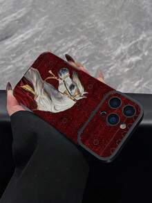 1pc New Vintage Red Plaid & White Horse Pattern Phone Case, Faux Leather Texture, Shockproof Protective Soft Shell For IPhone 17/17Pro/17ProMax/16/16Pro/16ProMax/16Plus/15/15Plus/15Pro/15ProMax/14/14Plus/14Pro/14ProMax/13/13Pro/13ProMax/12/12Pro/12ProMax/11/11ProMax - Multicolor - View 5