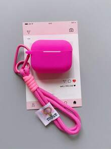 Compatible With Protective Case Minimalist Style Handmade Braided Rope Contrast Color Lanyard Bluetooth Earphone Shell - Light Purple - View 1