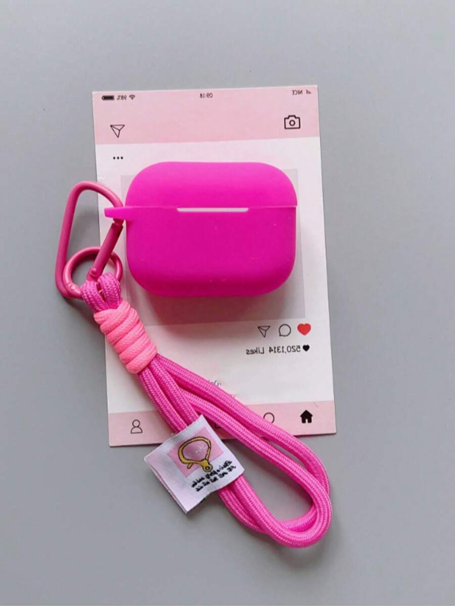 Compatible With Protective Case Minimalist Style Handmade Braided Rope Contrast Color Lanyard Bluetooth Earphone Shell - Light Purple - View 1