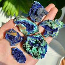 1pc Random Pattern Natural Azurite Quartz Cluster - Vibrant Blue-Green Mineral Specimen, Suitable For Collectors, Researchers And Decorative Display, Classic Collection Item, Home Decor And Gift, Indoor Decorative Stone - Multicolor - View 6