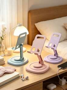 1pc 360° Rotatable Aluminum Alloy Adjustable Tablet Stand, 360° Rotatable Folding Tablet Holder, Universal Smartphone Tablet Desktop Stand, Multi-Angle Silicone Non-Slip Base Folding Desktop Stand, Back To School Supplies - Multicolor - View 5