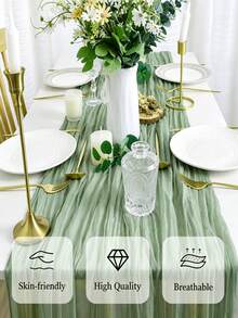 Sage Green Cheesecloth Table Runner Fall Wedding Birthday Party Home Decor - Cheesecloth Table Runner - View 5