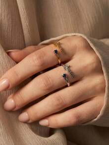 Custom Name Birthstone Rings For Women Men Open Adjustable Couples Ring Personalized Name Ring Christmas Mother's Day Jewelry Gift For Her - Multicolor - View 3