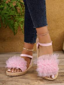 Women's Mesh Daily Versatile Fashion Flat Sandals - Baby Pink - View 3