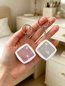 1pc Shiny Rhinestone Retractable Tape Measure Keychain - 2m/6ft - Mini Tape Measure Keychain - Retractable Soft Tape Measure Keychain, Thumb-Shaped Keychain, Cute Bag Charm, Portable Pocket Measuring Tool, Body Measuring Tape, Retractable Small Tape Measure, DIY Handmade Accessory Pendant, Suitable For Tailors And Craft Enthusiasts, Also A Unique Birthday Gift, Holiday Gift, Party Gift - Multicolor - View 11
