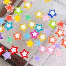 120pcs Multicolor In‑Color Five‑Pointed Star Acrylic Through‑Hole Loose Beads For DIY Bracelet Phone Charm Hair Ornament Handmade Craft Supplies - Multicolor - View 5