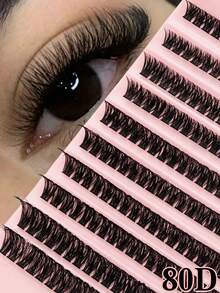 High-Rated 200 Clusters 80D Cat Eye False Eyelashes, 10-16mm Mixed Length, D/DD Curl. DIY Natural Fluffy Thick Effect, High Cost-Performance Eyelashes. Beginner-Friendly, Reusable. Suitable For Daily, Party, Stage Performance Or Holiday Makeup-Valentine's Day/Christmas Gift - DD - View 2