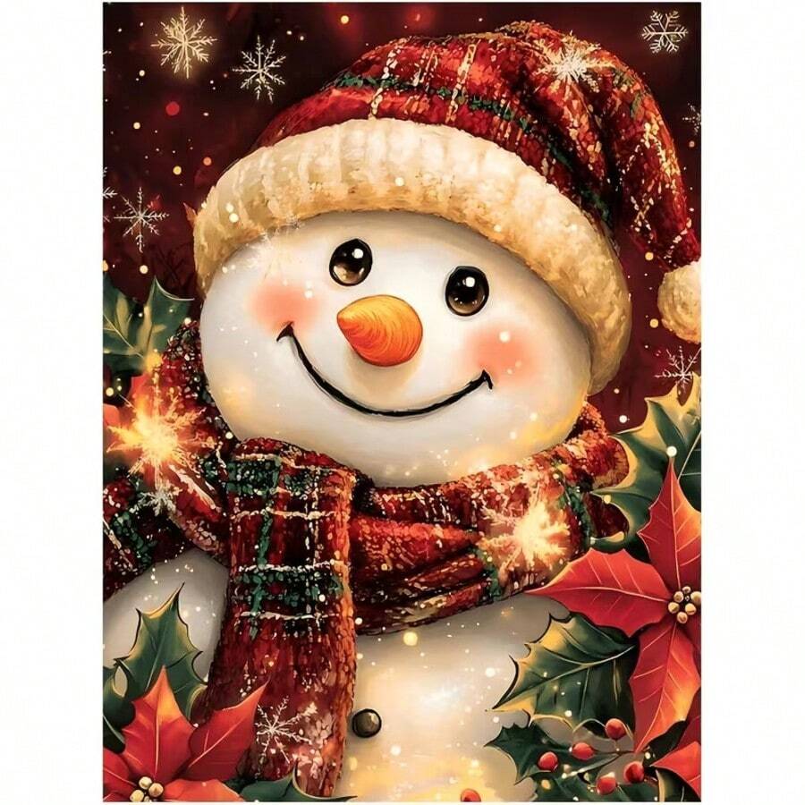 1PC DIY 5D Diamond Painting Kit Christmas Snowman Pattern - Round Full Diamond Art Mosaic Craft, Home Wall Decor, Frameless - No Frame - View 1
