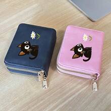 Cat And Flower Printed Card Holder Lightweight Fashionable Wallet Suitable For Daily Use For Women Double Zipper Mini Wallet Purse Wallet Card Wallet - Multicolor - View 5
