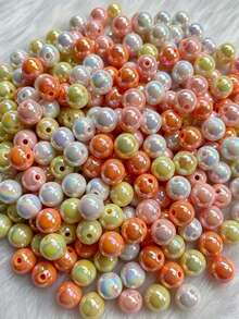 10mm 4‑Color Mixed Pack Aurora AB Iridescent Round Acrylic Loose Beads, Large Hole Spacer Beads For DIY Bracelet Keychain Phone Charm Jewelry Making Supplies - Multicolor - View 2