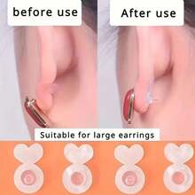 2/10/15/20/30/50Pcs Silicone Earring Backings, Suitable For Heavy Earrings, Invisible Lift Support Pads, Prevent Ear Lobe Sagging, Secure Earring Lifters, Suitable For Studs And Dangle Earrings - Earring Accessories - View 3