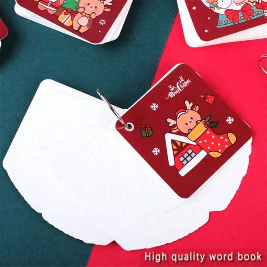 4pcs/320pcs Christmas Cartoon Snowflake Blank Index Cards - Portable Pocket Notebook With Detachable Pages, Holiday Design, Perfect For Office Supplies, Learning And Gifting, Gift Stationery | Seasonal Notebook | Compact Size Notebook - Multicolor - View 1