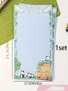 30 Sheets Panda Cartoon Notebook, Cute Panda & Floral Design, Macaron Color High-Quality Paper, Detachable Pages, Suitable For Journaling, Sketching, Scrapbooking, Aesthetic Stationery Gift For Panda Lovers - Multicolor - View 13