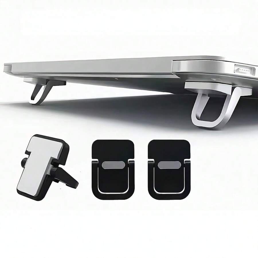 2PCS Invisible Adhesive Laptop Stand, Foldable Portable Height-Increasing Bracket, Keyboard Cooling Foot Pad Support - A - View 1