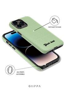 GIIPPA 1件客製化極簡條紋姓名手機殼，薄膜2合1手機保護殼，相容 iPhone 18/17、Galaxy S26 S25 S24 Ultra/Plus/Fe，畢業禮物、度假禮物、週年禮物、情人節禮物、生日禮物、婚禮禮物 - 彩色 - 查看 2