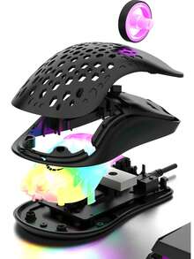 Wired RGB Colorful Glowing Hollow Gaming Mouse For Computer - White Gray - View 9