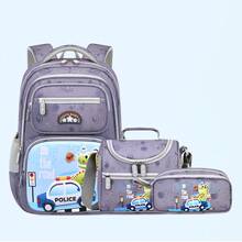 3pcs Cute Dinosaur Car Pattern Backpack Set, Cute Minimalist Style, Multi-Purpose Multi-Pocket Large Storage Capacity, Suitable For School And Outings - Sets - View 8