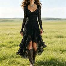 Women Long Dresses - Black - View 11