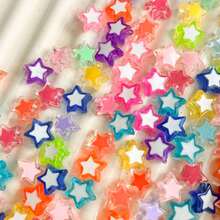 120pcs Multicolor In‑Color Five‑Pointed Star Acrylic Through‑Hole Loose Beads For DIY Bracelet Phone Charm Hair Ornament Handmade Craft Supplies - Multicolor - View 1