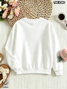 Kids Ocean Theme Crewneck Sweatshirt With Anchor, Starfish & Shell Print, 'MY LIGHT EVERY DAY' Text, Loose Fit, Soft Breathable For Spring Fall Daily - White - View 6