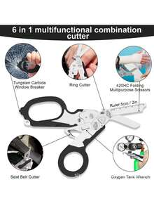 Foldable Colorful Emergency Scissors, Outdoor Tactical Folding Scissors, Multi-Function Tactical Pliers, Emergency Scissors With Window Breaker, Medical Emergency Scissors, Suitable For Outdoor Camping, Hiking, Car Emergency Kit, Home, Office, Travel, Tactical Rescue, Daily Use - New - Multifunctional - View 5
