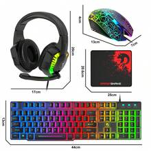 ATTACK SHARK Wired Rainbow LED Backlit Keyboard & Mouse, Headphones With Microphone, Gaming Mouse & Mouse Pad, Compatible With PC, Xbox And PS4 - View 8