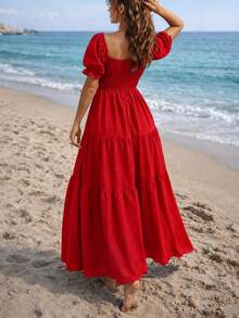 Women Long Dresses - Red - View 2