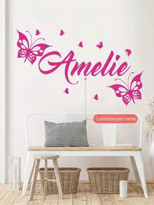 Custom Designed Classic Butterfly & English Letter Wall Decals, Suitable For Bedroom, Living Room, Study And Dining Room Decoration, Self-Adhesive Removable PVC Wall Stickers - Multicolor - View 16