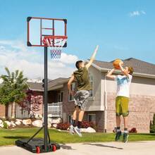 Height‑Adjustable Portable Basketball Hoop Stand, 178‑208cm Free‑Standing Basketball Net System, Mobile Basketball Goal For Outdoor Garden Backyard Driveway - Red - View 1