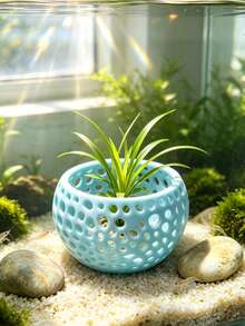 3D Printed Hollow Sphere Aquatic Plant Pot, Fish Tank Aquascaping Planting Container, Fish And Shrimp Hiding Cave, Aquarium Decoration Ornament - Happy Aquarium - View 2