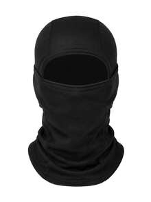 Pure Black Warm Fleece Balaclava Headwear, Windproof Full Face Mask, Skiing Snowboarding Hiking Cold Protection Warm Headgear, Unisex - Multicolor - View 5