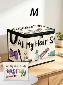 All My Hair Stuff Storage Box With Lid, Foldable Storage Box, Storage Box, Storage Box, Large Capacity, Book Organization, Holiday Gift, Office Organization, Under Bed Storage, Rental Home Organization, Can Be Used For Work, School, Dorm Storage, Back To School, Travel Essentials, Dorm Essentials, Wedding Bride Gift, Mother's Gift, Birthday Gift, Holiday Souvenir, Back To School Gift, Graduation Gift - Multicolor - View 14