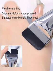 1pc Highly Attractive Sparkling Artificial Rhinestone Concealer & Foundation Brush, Travel Portable Soft & Adherent Makeup Brush For Liquid Base Makeup, Gift - Multicolor - View 7
