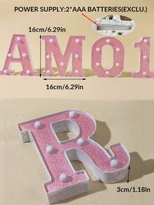 1pc 16cm Pink Luminous Letter Light, Home Decoration LED Letter Light, Indoor Room Wedding Proposal Birthday Party Decoration Letter Light Board - Pink Small Letters - View 9