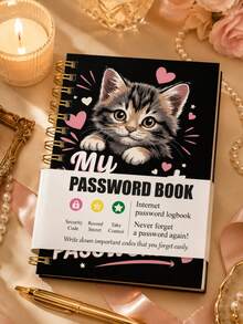 1set Spiral Password Organizer Notebook With Website, Username, Password/Hint, Email/Phone & Notes Sections, Office Desk Accessories Office Supplies, Halloween Gifts For Home & Work - A6 - View 10
