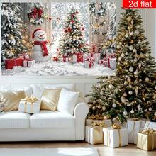 2D Flat Banner, 1pc Merry Christmas Photography Backdrop Banner, Polyester Material, Happy Snowman & Christmas Tree Pattern, Exquisite & Durable, With 4 Holes For Easy Hanging, Suitable For Winter New Year's Eve Home Wall - Christmas Decoration Theme - View 4