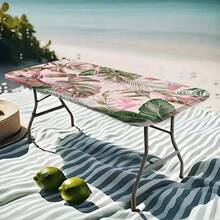 1pc Square Elastic Tablecloth, Vibrant Tropical Malaysian Leaf Plant Pattern, 2D Flat Print, Easy To Install, Elastic Tabletop Protector, Suitable For Holiday Party - A - View 10