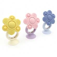 1pc Rotating Flower Rattle With Suction Cup, Silicone Baby Rattle Toy, Can Be Gripped Or Suctioned To Tabletop, Easter Thanksgiving Halloween Christmas Gift (Random Color Beads) - Multicolor - View 9