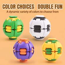 4pcs Colorful 3D Printed Deformable Spherical Push Pull Rotate Toy Set, Dual Play Mode Press & Rotate, Fun Desktop Toy, Random Color & Style, Prank Gag Toy - Multicolor - View 6